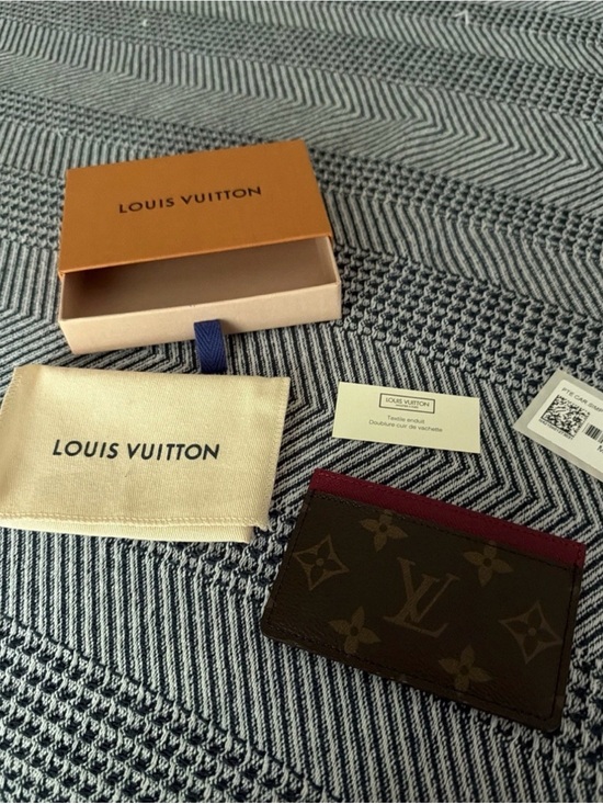 Louis Vuitton Handbags - Louis Vuitton Monogram Canvas Card Holder with Burgundy Trim